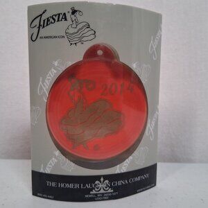 Homer Laughlin Fiesta Christmas Ornament 2014 Orange Gold Dancing Lady #761